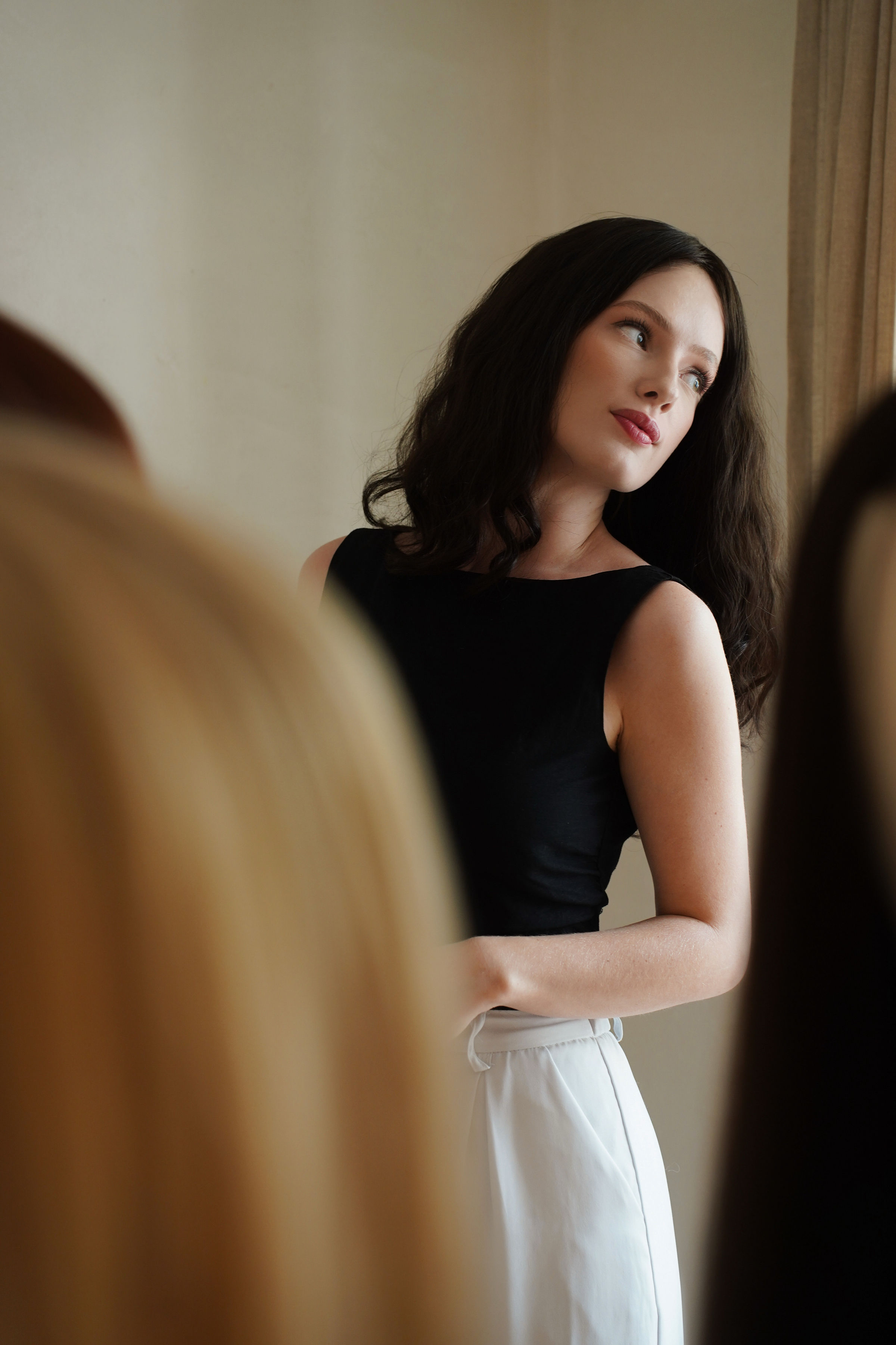 Woman in a custom luxury human hair wig